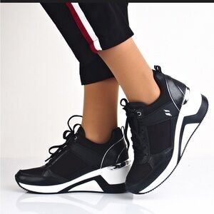 Skechers Black and White Women's Moccasins